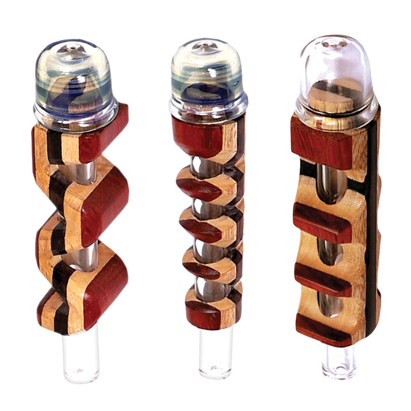 Wood & Glass Threaded Hybrid Pipe | Styles Vary - Headshop.com