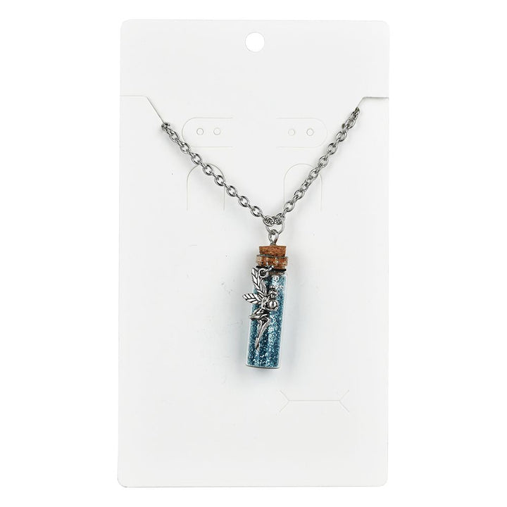 Pewter Pendant Glitter Bottle Necklace | 11.5" - Headshop.com