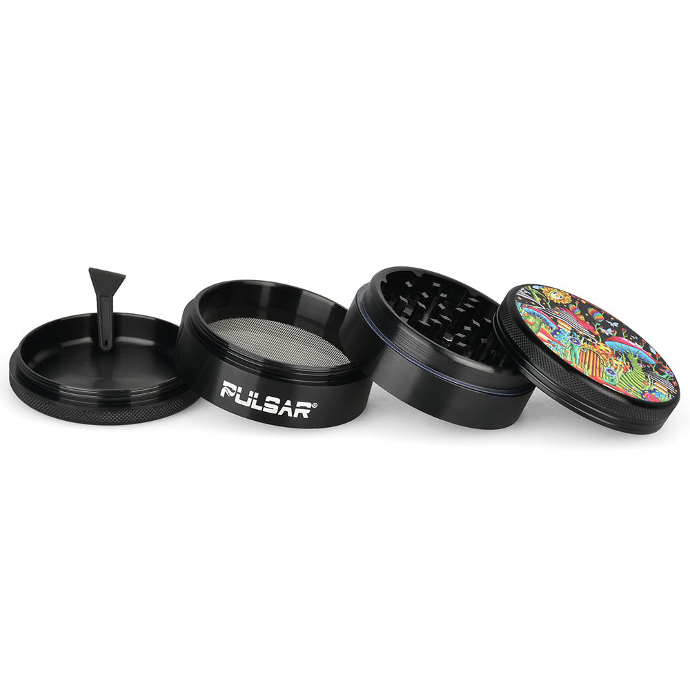 Pulsar Artist Series Metal Grinder - Garden of Cosmic Delights / 4pc / 2.5" - Headshop.com