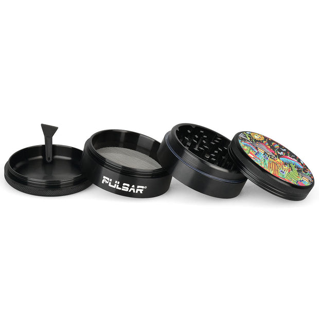 Pulsar Artist Series Metal Grinder - Garden of Cosmic Delights / 4pc / 2.5" - Headshop.com