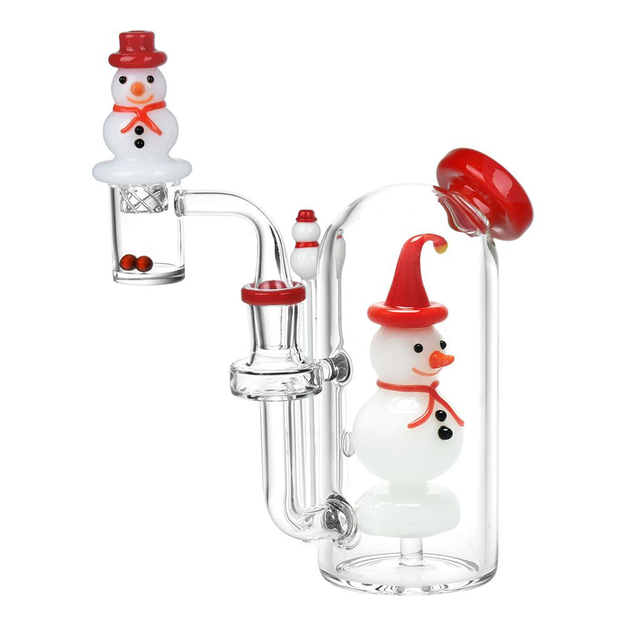 Smiling Snowman Glass Dab Rig Set - 6" / 14mm F - Headshop.com