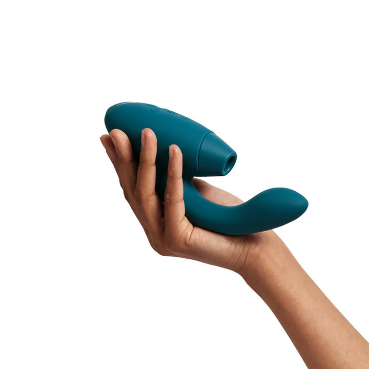 Womanizer Duo 2 Rechargeable Dual Stimulation Pleasure Air and G-Spot Vibrator Petrol - Headshop.com