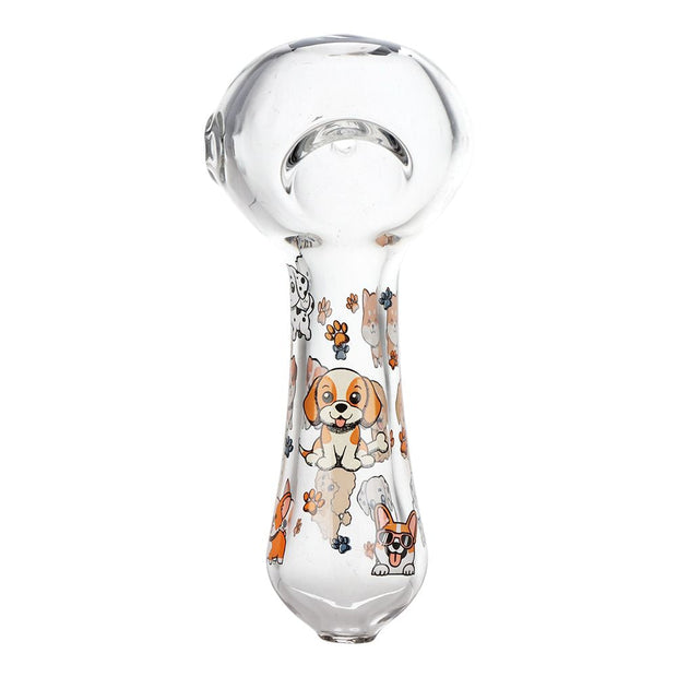 3CT BUNDLE - Pulsar Cute Doggies Glass Spoon Pipe - 4.5"
