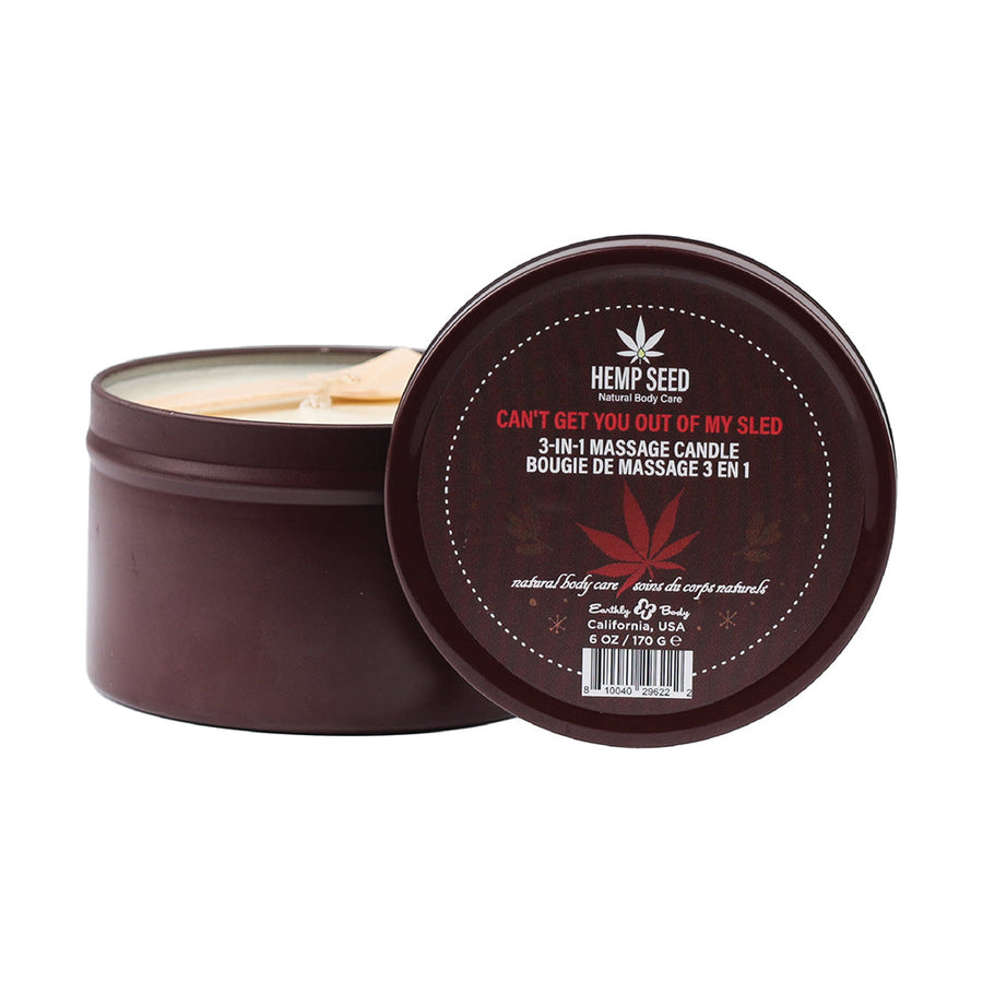 Earthly Body Hemp Seed Massage Oil Candle Can't Get You Out Of My Sled - Headshop.com
