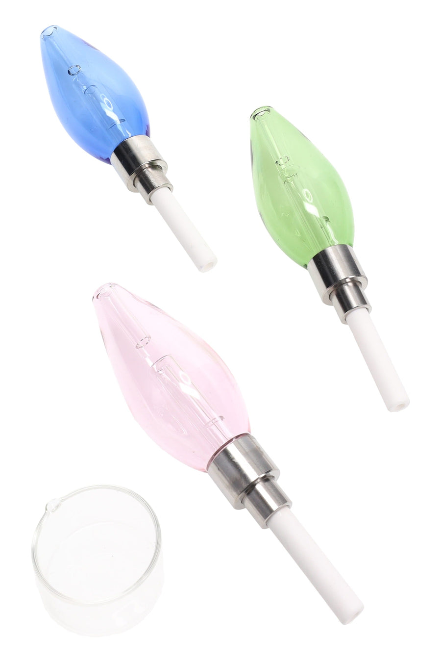 Colored Glass Bulb Dab Straw “Glow Bulb” – Ceramic Tip + Tray – 5″ – Assorted - Headshop.com