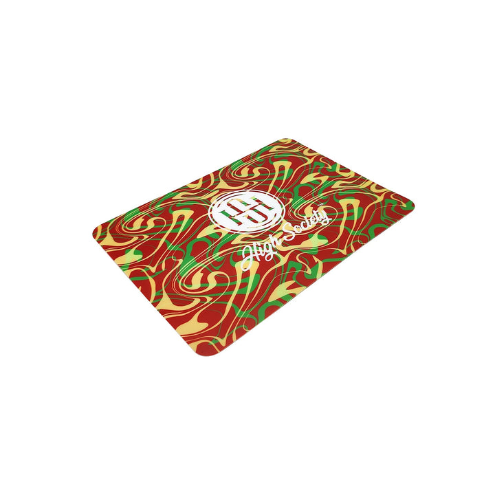 High Society Rectangle Dab Mat - Rasta - Headshop.com