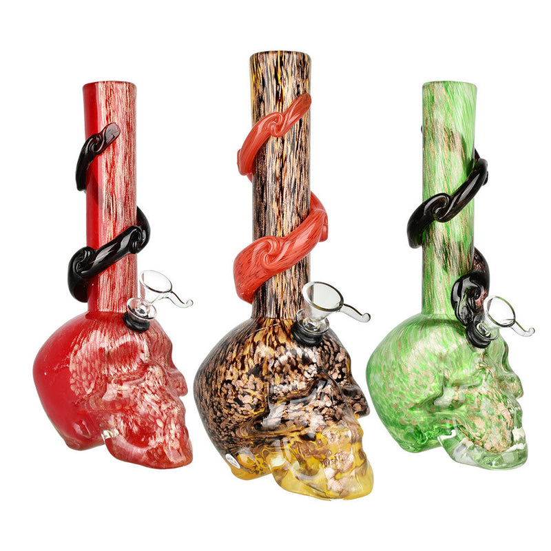 Sacred Skull Soft Glass Water Pipe - 10.5" / Colors Vary - Headshop.com