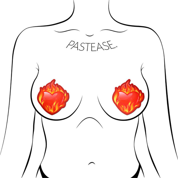 Pastease Flaming Heart Nipple Pasties - Headshop.com