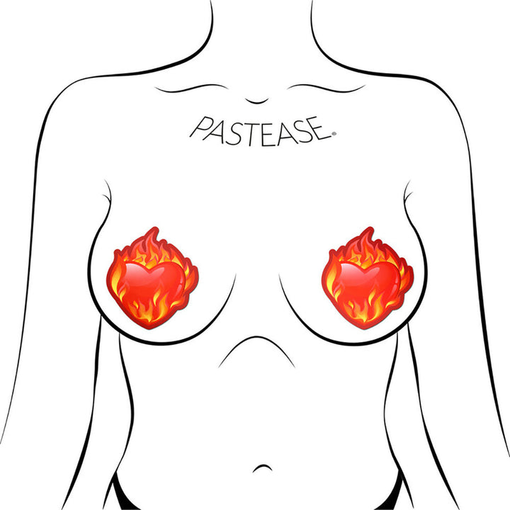 Pastease Flaming Heart Nipple Pasties - Headshop.com