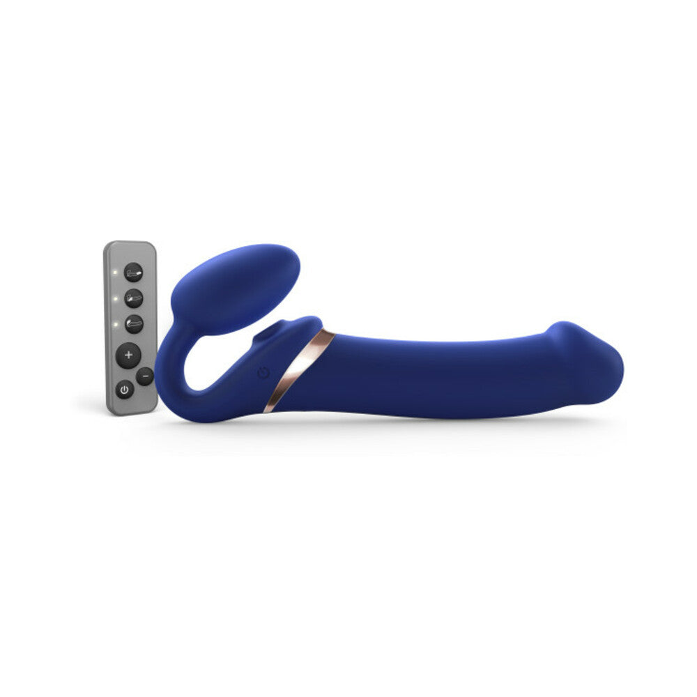 Strap-On-Me Rechargeable Remote-Controlled Multi Orgasm Bendable Strap-On Night Blue XL - Headshop.com