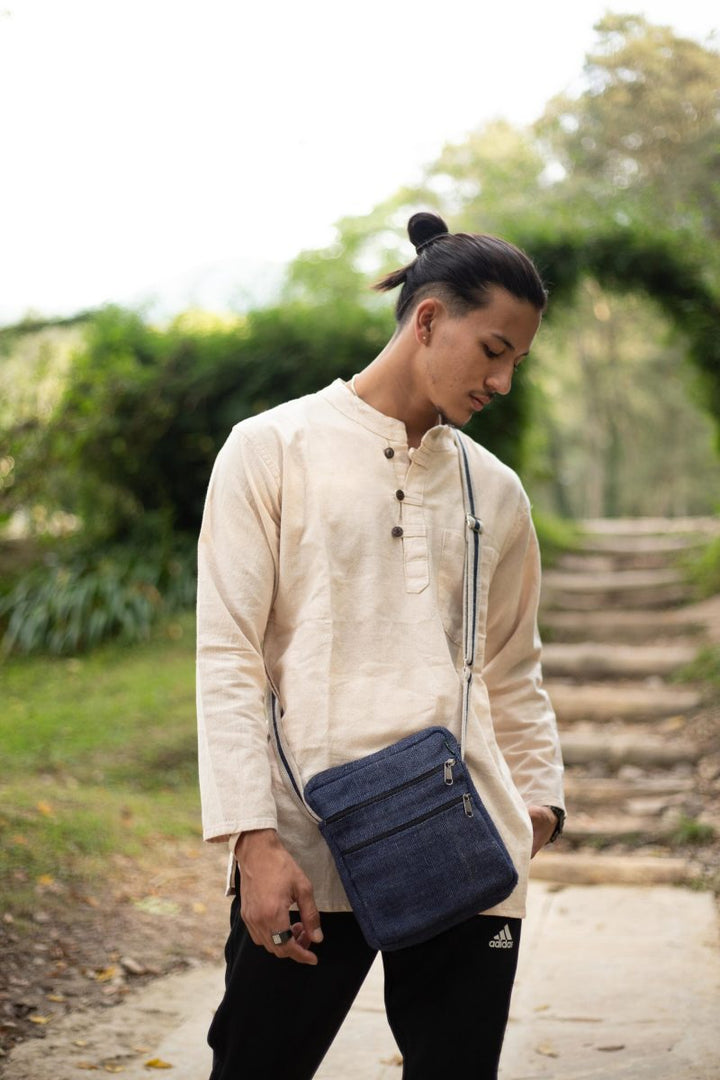Core Hemp Multi Pocket Crossbody Purse - Himal Blue - Headshop.com