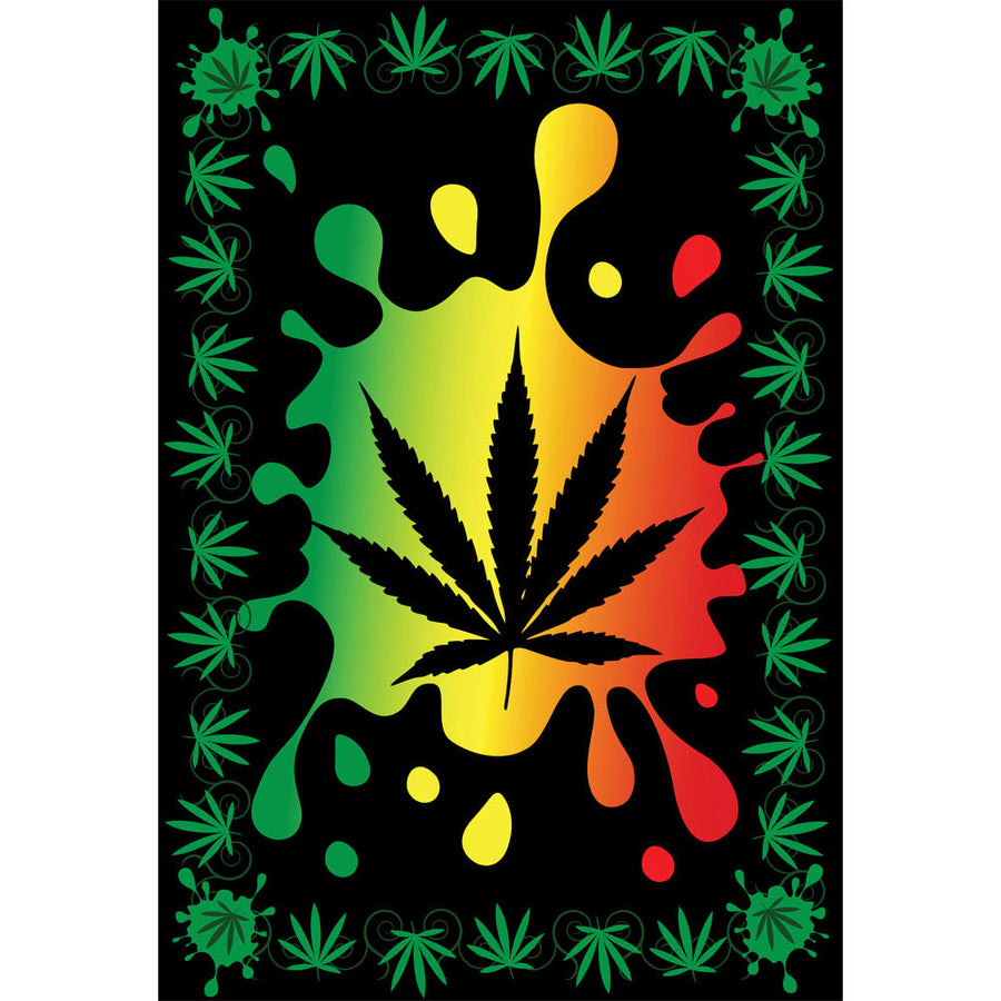 ThreadHeads Rasta Hemp Leaf Tapestry - 55"x83" - Headshop.com
