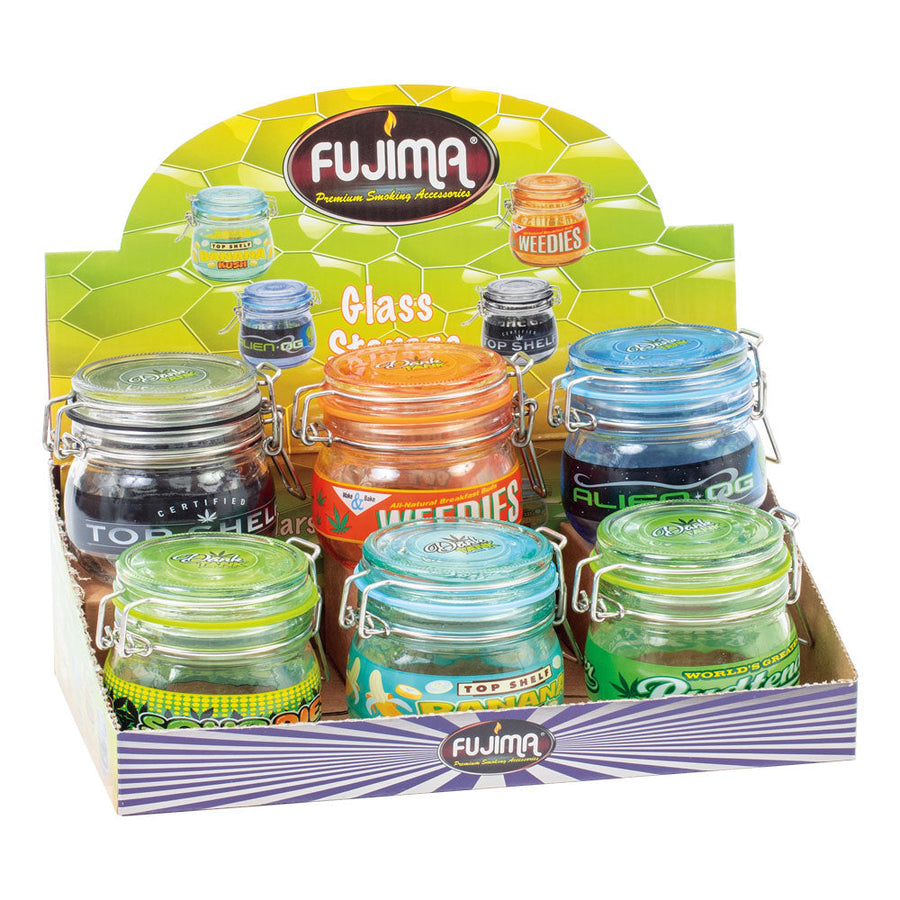 Fujima Dank Tank Glass Storage Jars - 2.75"/Asst - 6PC DISP - Headshop.com