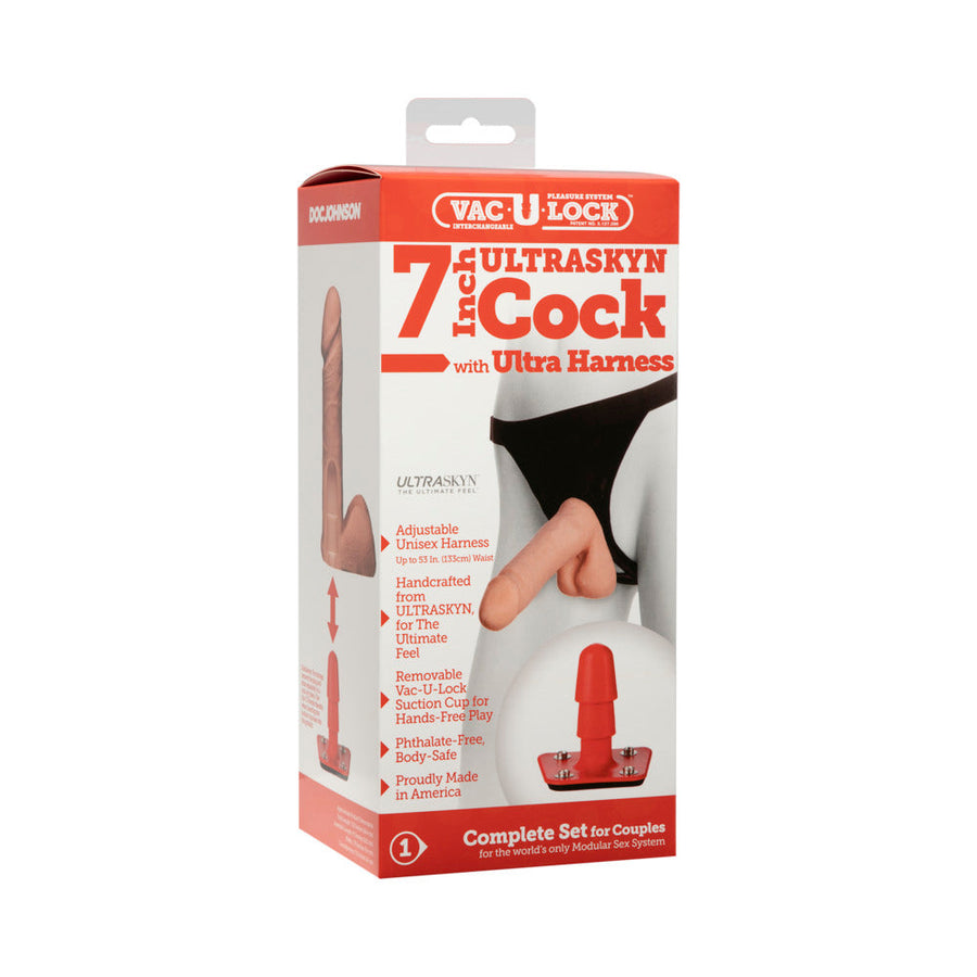 Vac-U-Lock - 7 Inch ULTRASKYN Cock - With Ultra Harness White - Headshop.com