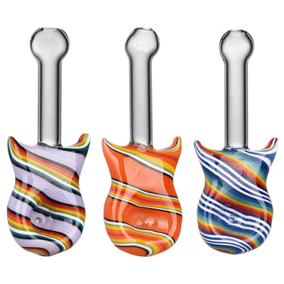 Guitar Candy Stripe Hand Pipe - 4.25" / Colors Vary - Headshop.com