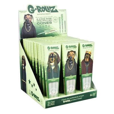 24PK DISPLAY - G-ROLLZ Pets Rock Organic Green Hemp Cones - 6pc / King Size - Headshop.com