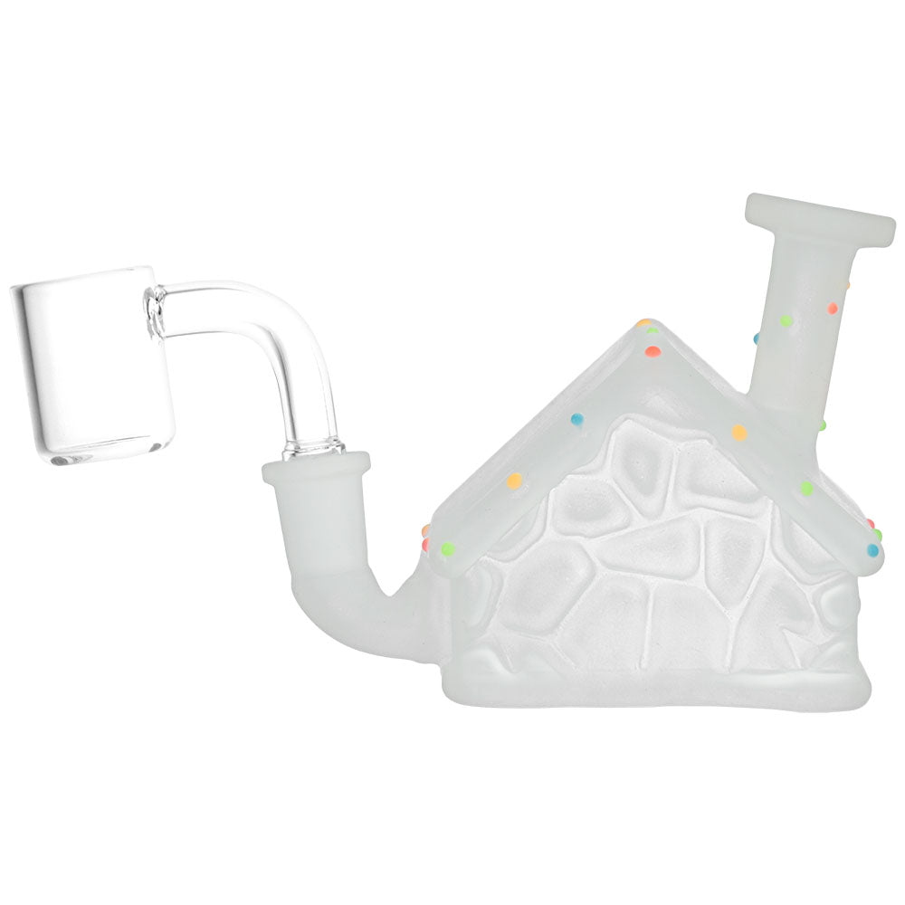 Frosted Christmas House w/ Glow in Dark Lights Glass Mini Rig - 3" / 10mm F - Headshop.com