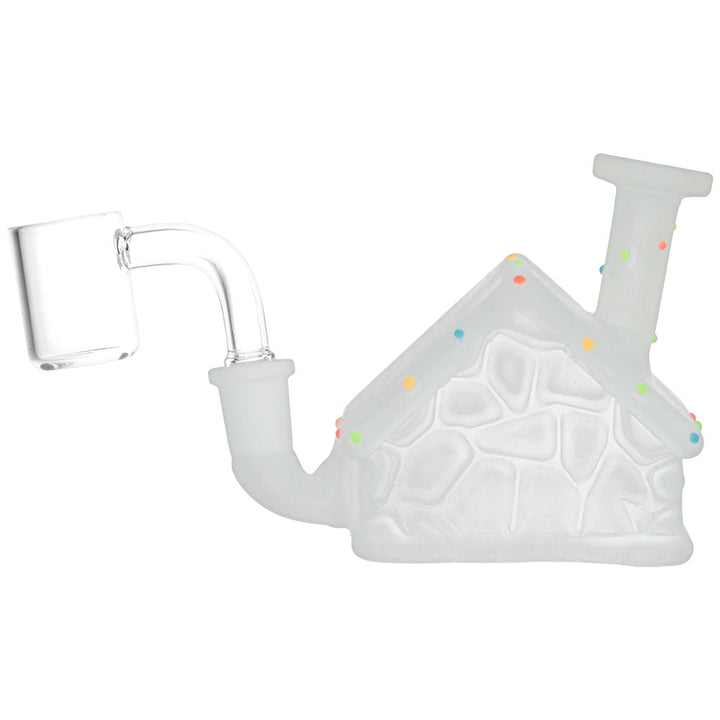 Frosted Christmas House w/ Glow in Dark Lights Glass Mini Rig - 3" / 10mm F - Headshop.com