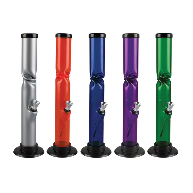 Acrylic Straight Water Pipe w/ Ice Catch - 12" / Colors Vary - Headshop.com