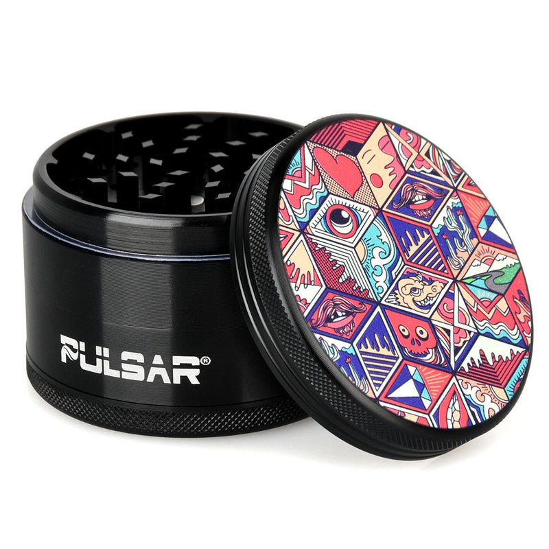 Pulsar Artist Series Metal Grinder - Symbolic Tiles / 4pc / 2.5" - Headshop.com