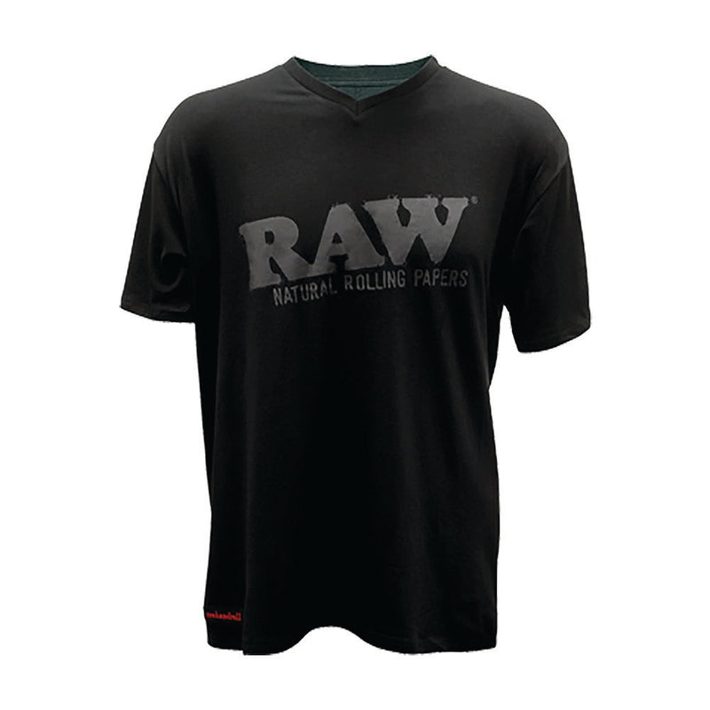 RAW V-Neck T-Shirt - Black w/ Gray Logo - Headshop.com