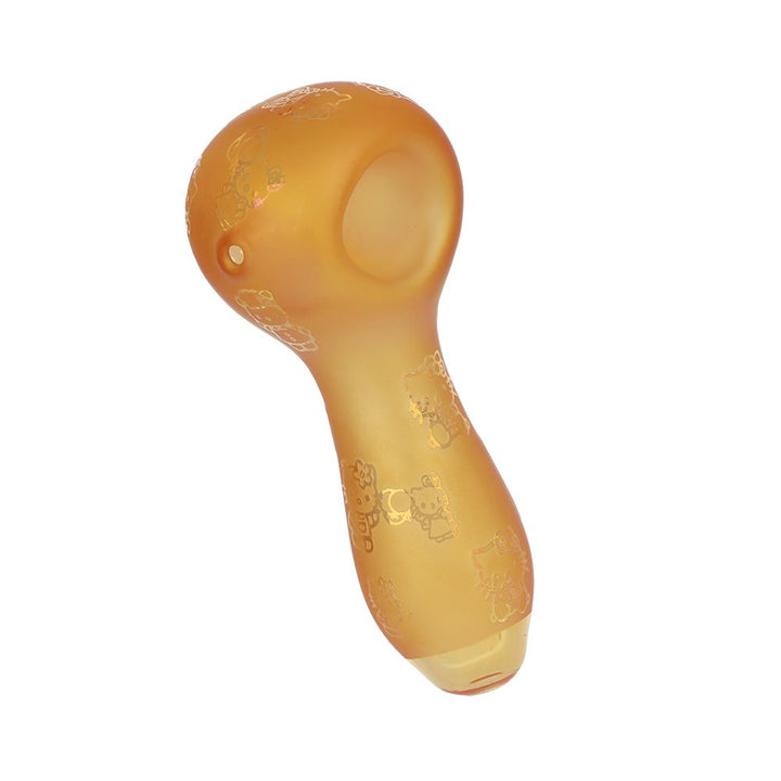 4CT BUNDLE - Hiya Cat Electroplated Etched Glass Spoon Pipe - 4" / Assorted Colors