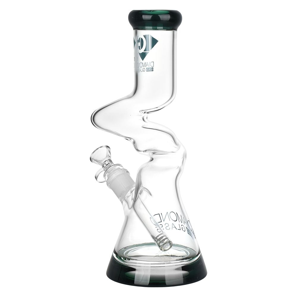 Diamond Glass Gold Zong Beaker Water Pipe - 11" / 14mm F / Colors Vary - Headshop.com