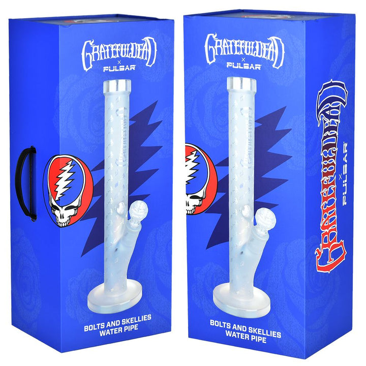 Grateful Dead x Pulsar Bolts And Skellies Straight Tube Water Pipe-15.5"/14mm F - Headshop.com