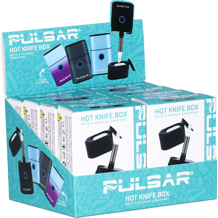 Pulsar Hot Knife Box 2-in-1 Electric Loading Tool & Dab Container | Black | 650mAh | 8pc Display - Headshop.com