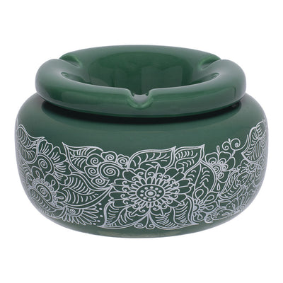 Fujima Moroccan Ceramic Ashtray - Green Floral / 5" - Headshop.com