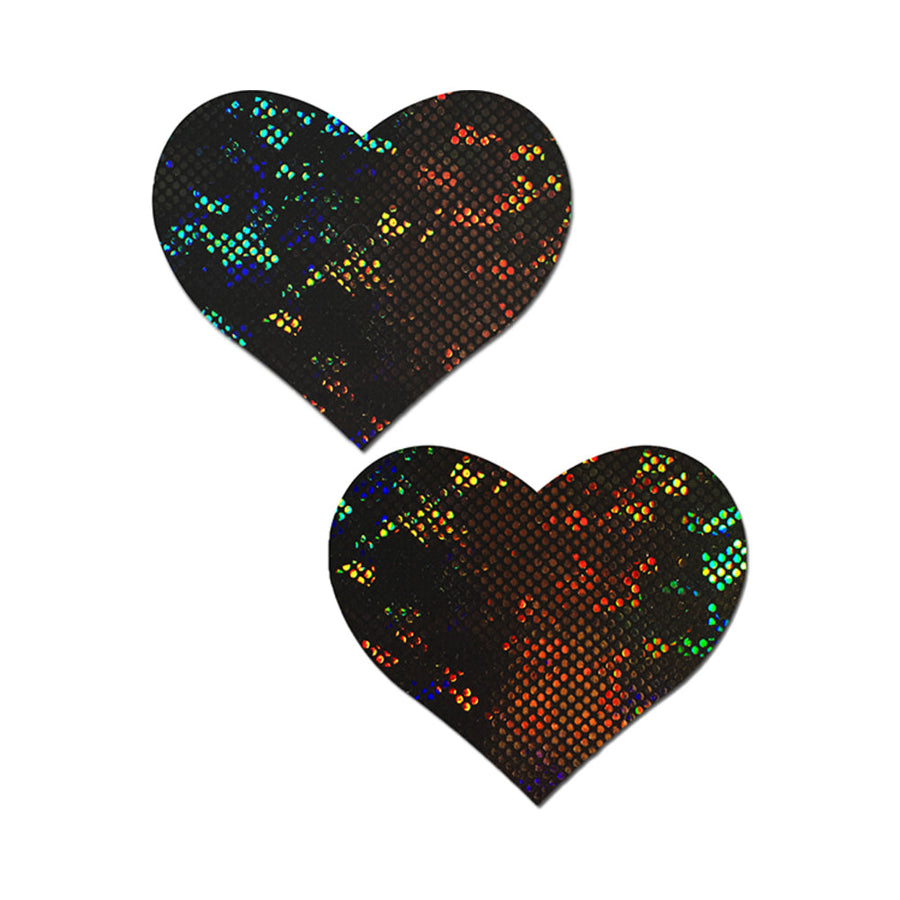 Pastease Shattered Glass Disco Ball Black Heart Nipple Pasties - Headshop.com