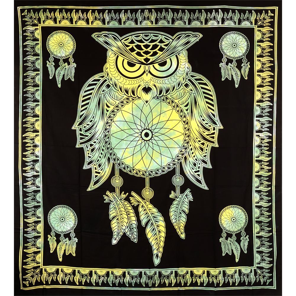 Trippy Sheetz Owl Tie-Dyed Tapestry - 85"x100" - Headshop.com