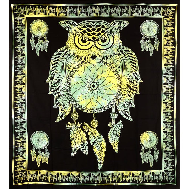 Trippy Sheetz Owl Tie-Dyed Tapestry - 85"x100" - Headshop.com
