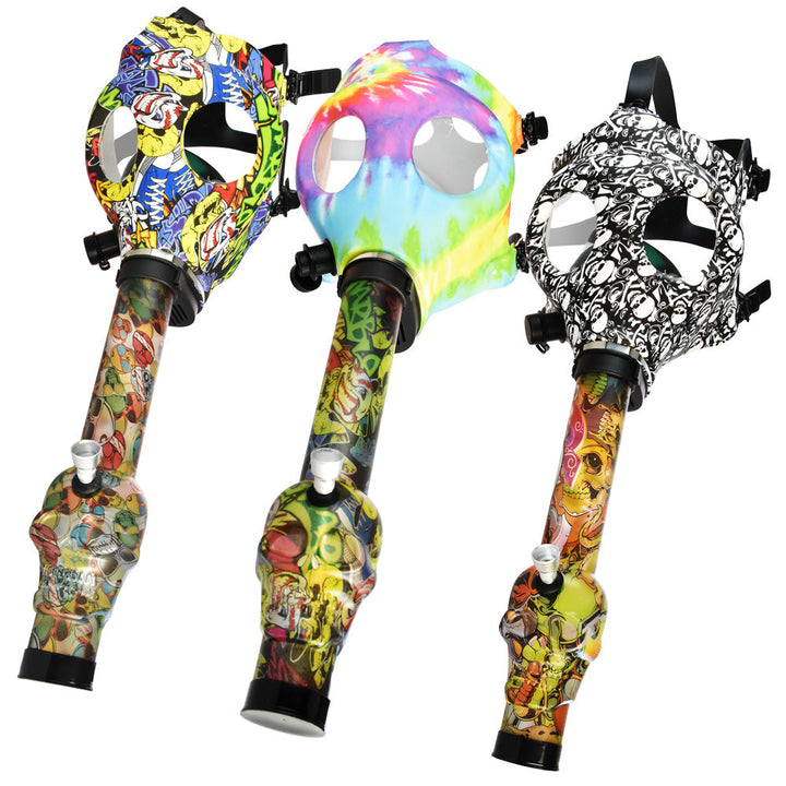 Gas Mask w/ Acrylic Water Pipe - 10.25" - Headshop.com