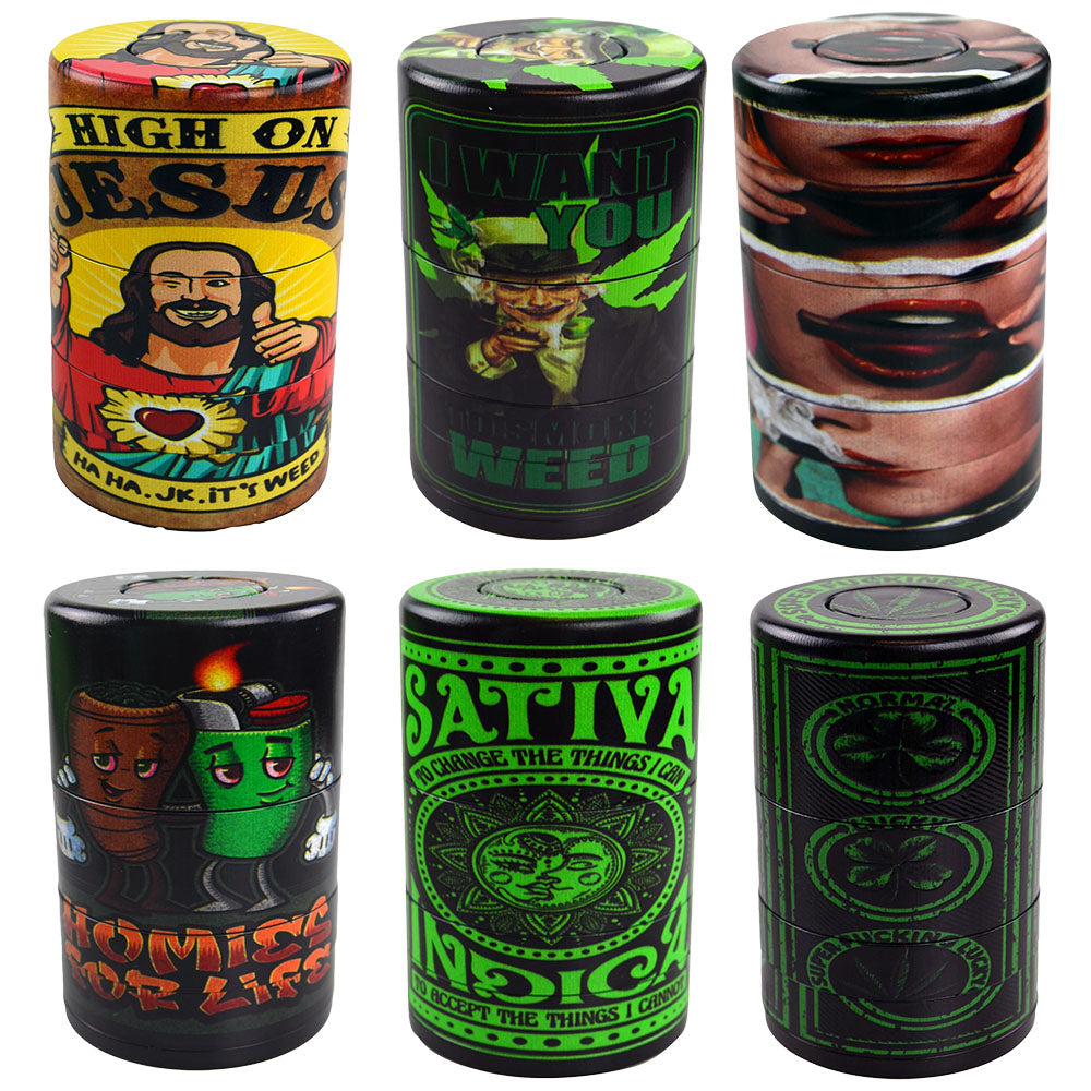 Smokezilla Vacuum Storage Grinder - 5pc/2.5"/Asst #2 - 6PC DISP - Headshop.com