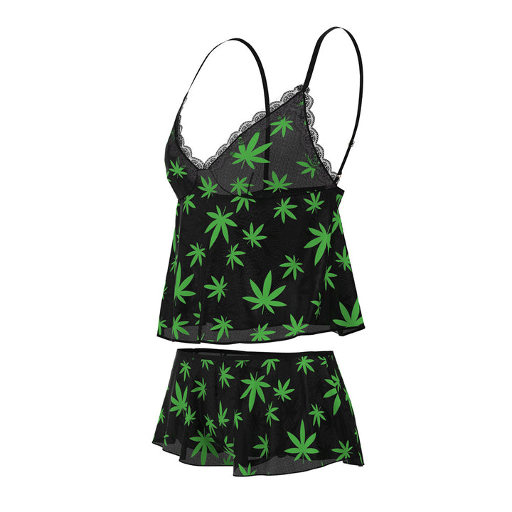 Magic Silk Hazy Dayz Cami & Short Set Pot Leaf S/M - Headshop.com