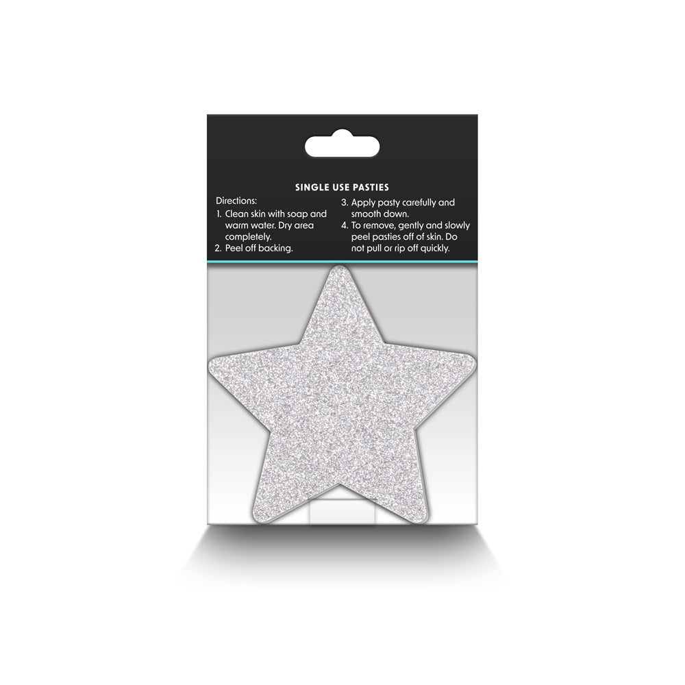 Pretty Pasties Glitter Stars Red/Silver 2 Pair - Headshop.com