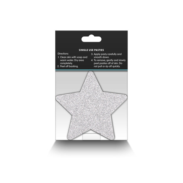 Pretty Pasties Glitter Stars Red/Silver 2 Pair - Headshop.com