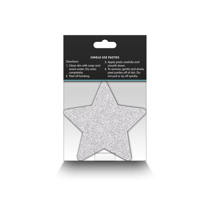 Pretty Pasties Glitter Stars Red/Silver 2 Pair - Headshop.com