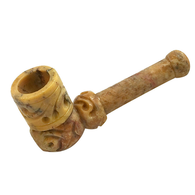 3" Small Carved Marble Stone Pipe - Headshop.com