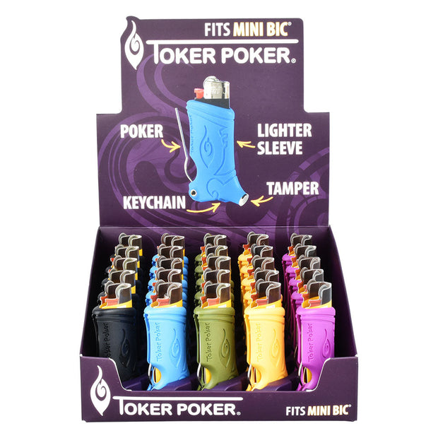 25PC DISPLAY - Toker Poker Lighter Sleeve - Mini Bic / Assorted Colors - Headshop.com