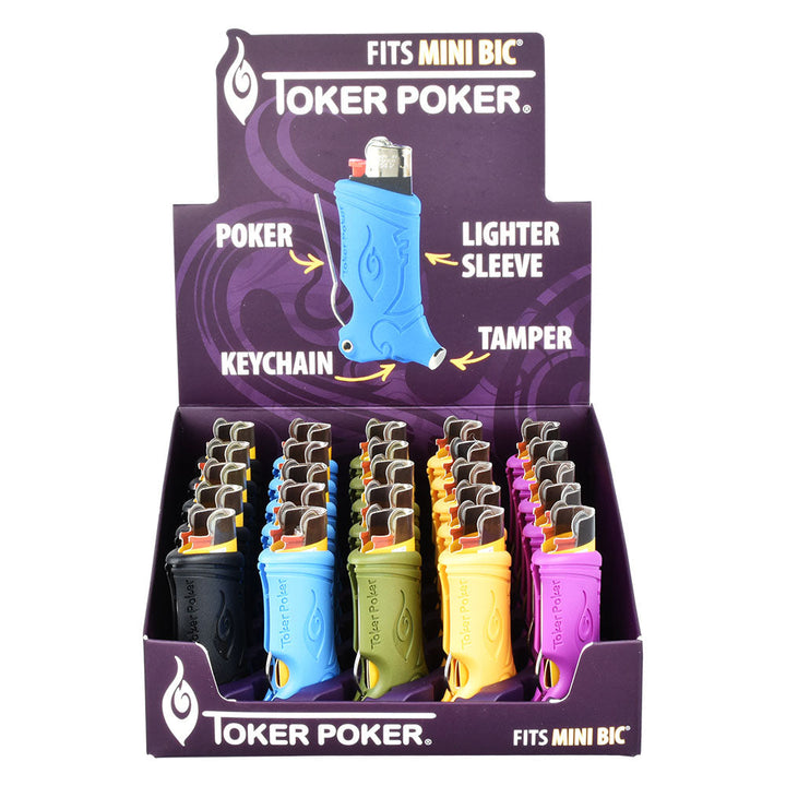 25PC DISPLAY - Toker Poker Lighter Sleeve - Mini Bic / Assorted Colors - Headshop.com