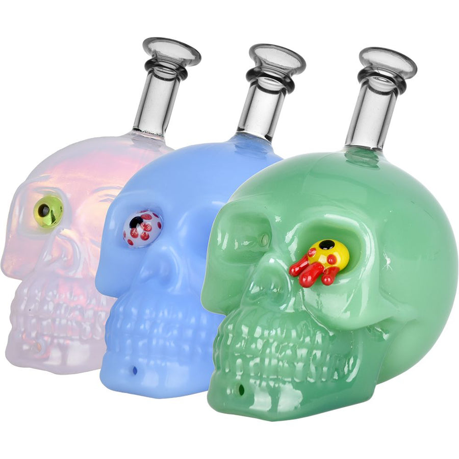 Creepy Eyed Skull Glass Hand Pipe - 4" / 3ct - Headshop.com