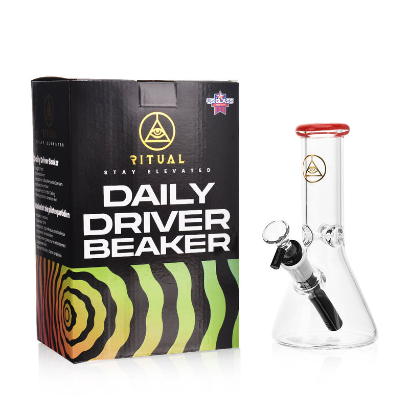 Ritual Smoke - Daily Driver 8" Beaker w/ American Color Accents - Crimson - Headshop.com