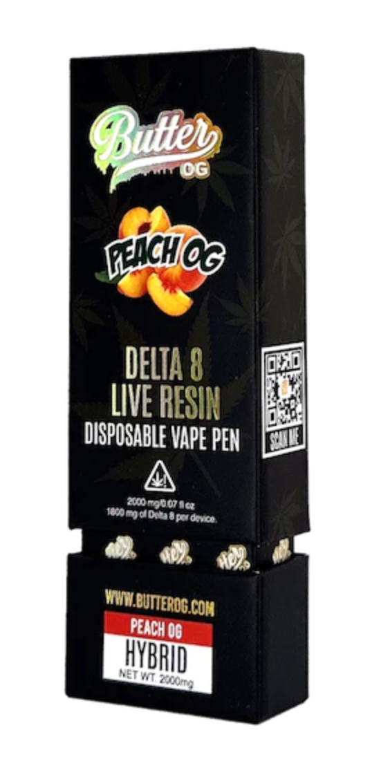 Butter OG Delta 8 Live Resin Disposable Vape 2G - Peach OG (Indica) - Headshop.com