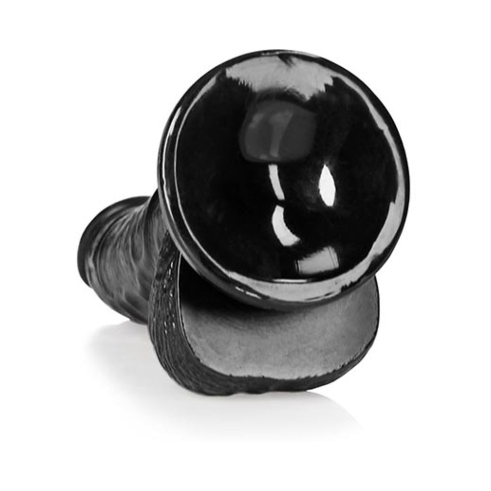 RealRock Realistic 6 in. Curved Dildo With Balls and Suction Cup Black - Headshop.com