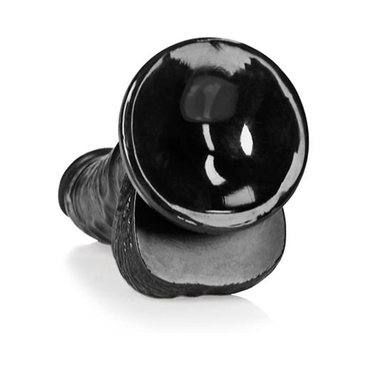 RealRock Realistic 6 in. Curved Dildo With Balls and Suction Cup Black - Headshop.com