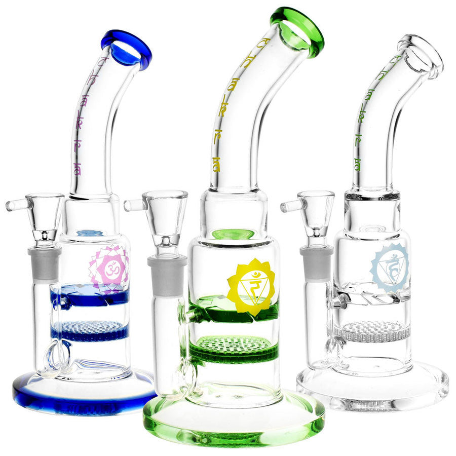 Honeycomb & Vortex Perc Water Pipe - 9" / 14mm F / Colors Vary - Headshop.com