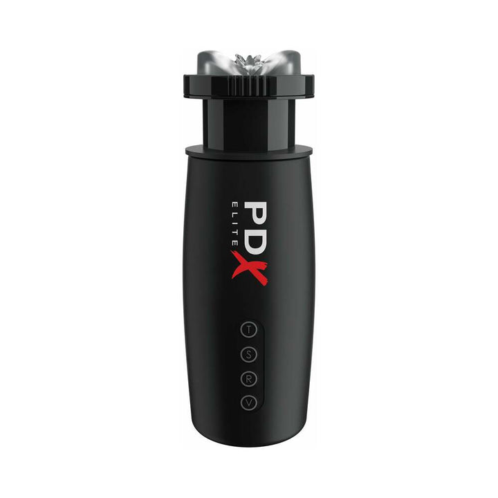 PDX Elite Motobator 2 Rechargeable Thrusting Vibrating Masturbator Clear/Black - Headshop.com
