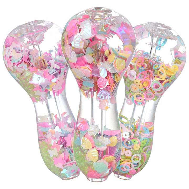 Pastel Paradise Glow Beads Glycerin Glass Hand Pipe - 3.75" - Headshop.com